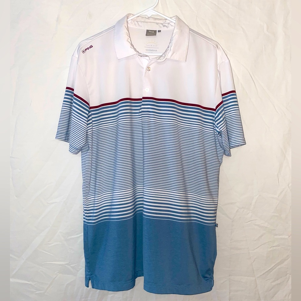 Ping SensorCool Golf Polo - Sz Large - Blue/White/Red ‘Sunbowl Golf Classic’